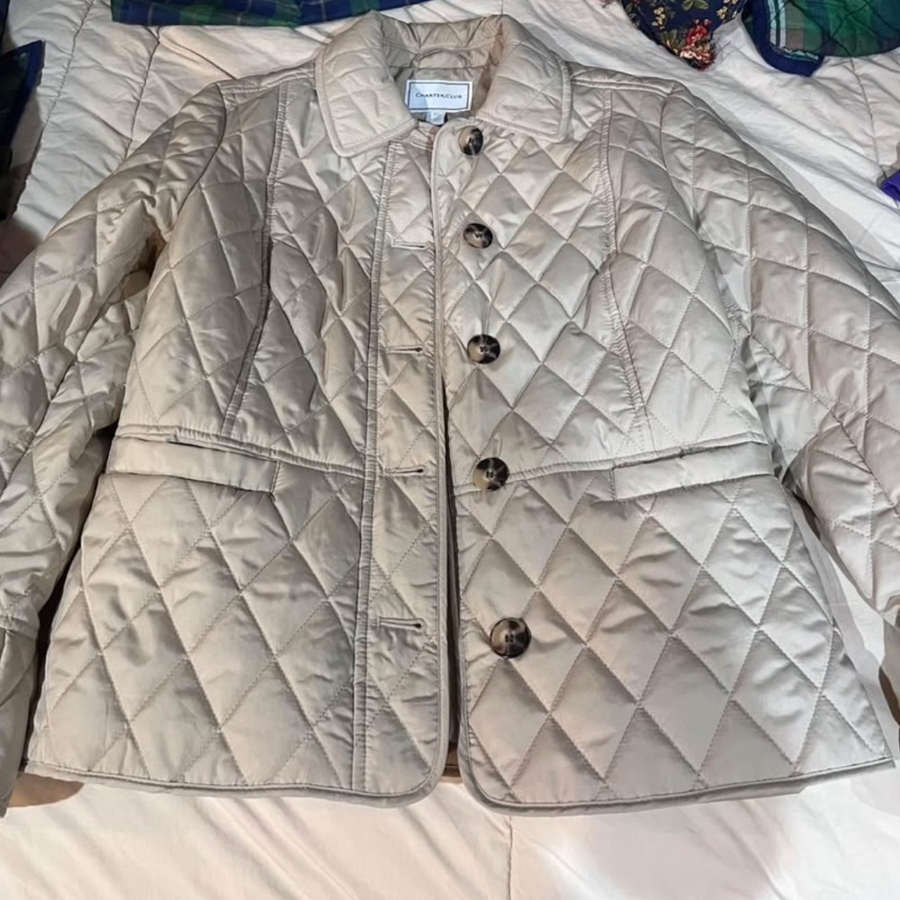 Charter Club Khaki Quilted Jacket - XS